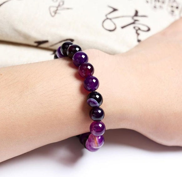 Bracelet En Pierre Naturelle Violet Pour Femme