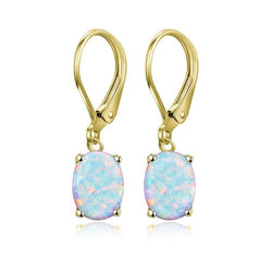 Four-claw Oval Opal Earrings European And American Ornament